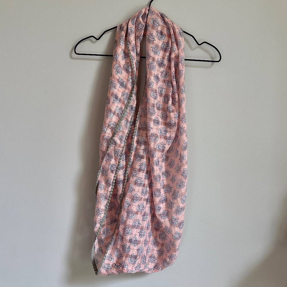 NWT J Jill Light Pink Block Print Infinity Scarf